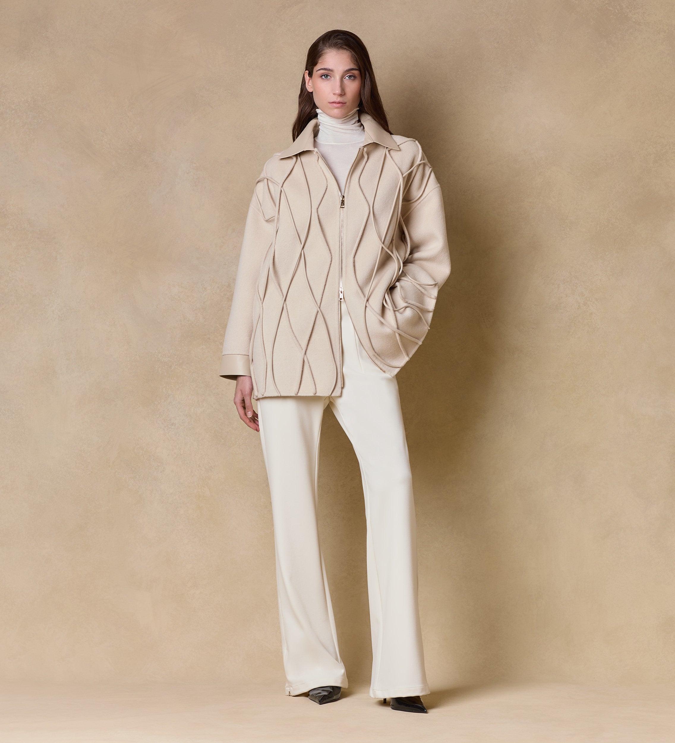 Chaquetón lana bimateria