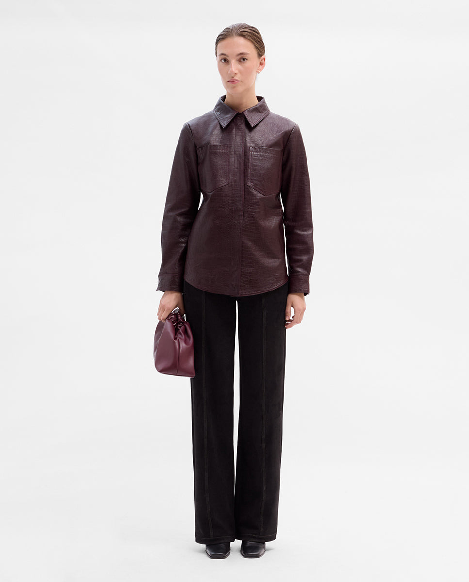 Embossed leather overshirt