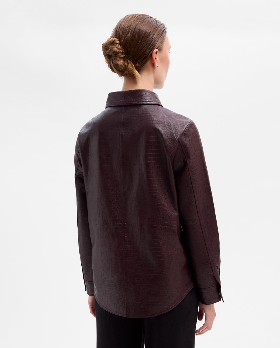 Embossed leather overshirt
